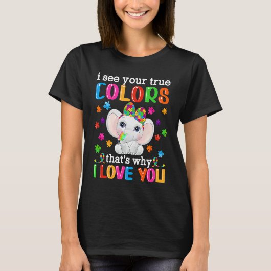 Autism Awareness Month Mama Papa Elephant Love Nee T-shirt (Voorkant)