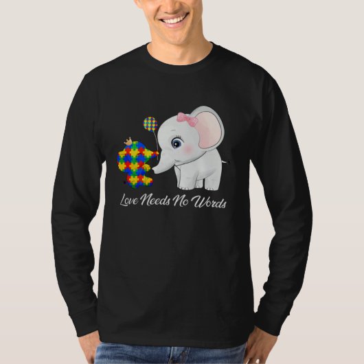 Autism Awareness Month Mama Papa Elephant Love Nee T-shirt (Voorkant)