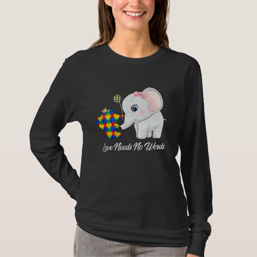 Autism Awareness Month Mama Papa Elephant Love Nee T-shirt (Voorkant)