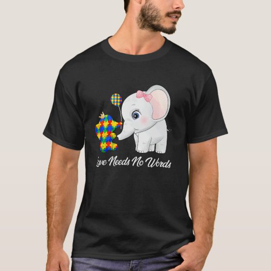 Autism Awareness Month Mama Papa Elephant Love Nee T-shirt (Voorkant)