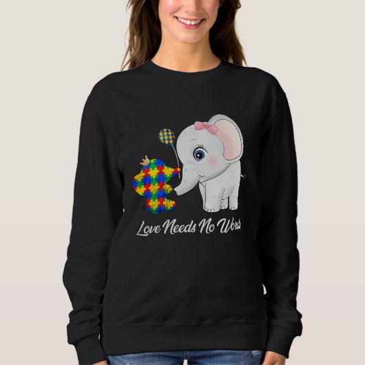 Autism Awareness Month Mama Papa Elephant Love Nee Trui (Voorkant)