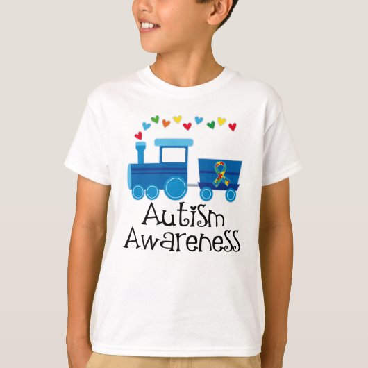Autism Awareness Month Puzzle Ribbon Train T-shirt (Voorkant)