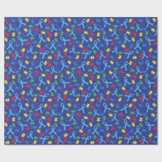 Autism Awareness Month Ribbon Puzzle Pattern Cadeaupapier (Vlak)