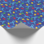 Autism Awareness Month Ribbon Puzzle Pattern Cadeaupapier (Hoek)