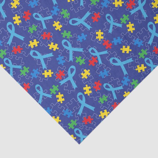 Autism Awareness Month Ribbon Puzzle Pattern Tissuepapier (Detail)