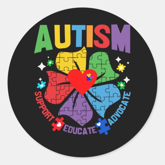 Autism Awareness Month Support Educate Advocate Ronde Sticker (Voorkant)