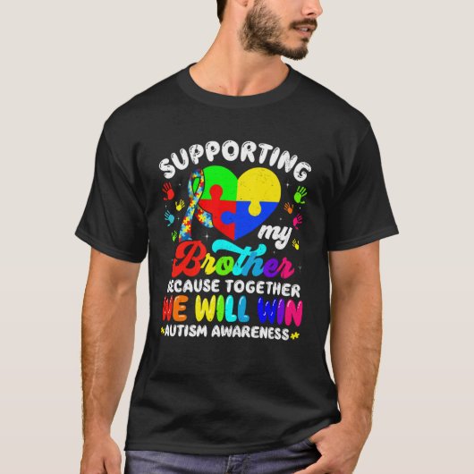 Autism Awareness Month Supporting My Brother Puzzl T-shirt (Voorkant)
