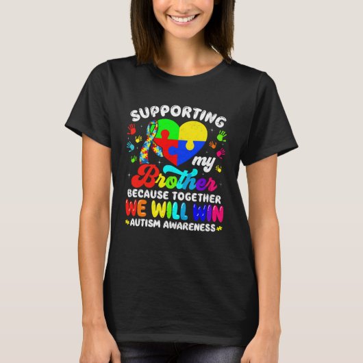 Autism Awareness Month Supporting My Brother Puzzl T-shirt (Voorkant)