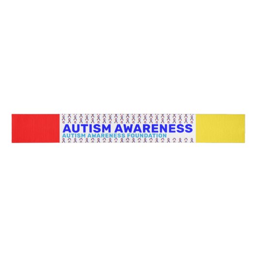 Autism Awareness Pattern Ribbon Grosgrain Lint (Voorkant)