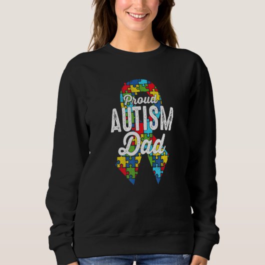 Autism Awareness Proud Autism Dad Ribbon Puzzle Fa Trui (Voorkant)