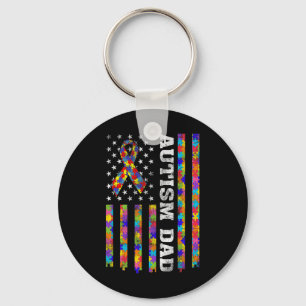 Autism Awareness Proud Autism Dad  Usa Flag Sleutelhanger