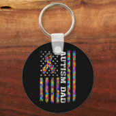 Autism Awareness Proud Autism Dad Usa Flag Sleutelhanger (Voorkant)