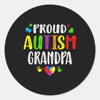 Autism Awareness Proud Autism Grandpa Hand Heart P Ronde Sticker