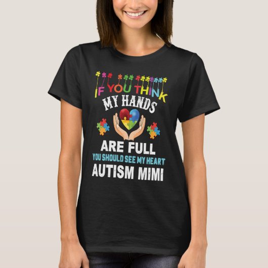 Autism Awareness Proud Autism Mimi Love Heart Puzz T-shirt (Voorkant)
