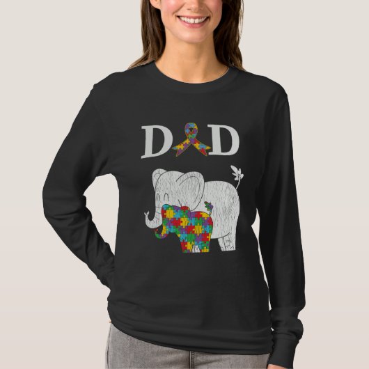 Autism Awareness Proud Dad Autistic Son Daughter E T-shirt (Voorkant)