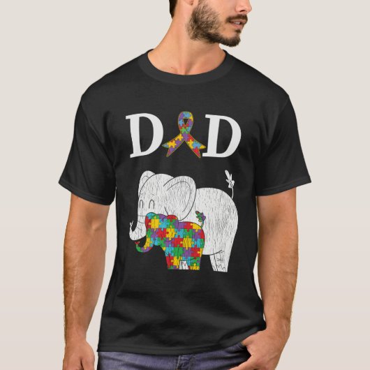 Autism Awareness Proud Dad Autistic Son Daughter E T-shirt (Voorkant)