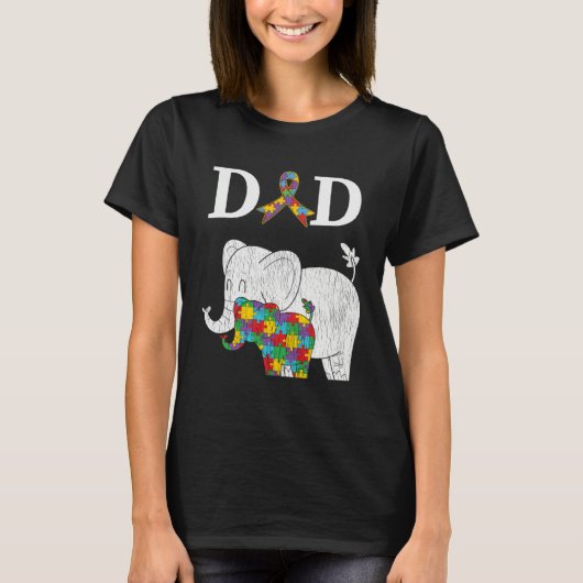 Autism Awareness Proud Dad Autistic Son Daughter E T-shirt (Voorkant)