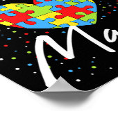 Autism Awareness Proud Mam Puzzle Heart Cool Paren Poster (Hoek)
