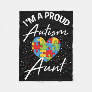 Autism Awareness Proud tante Puzzle Heart Cool Fam Fleece Deken