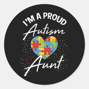 Autism Awareness Proud tante Puzzle Heart Cool Fam Ronde Sticker
