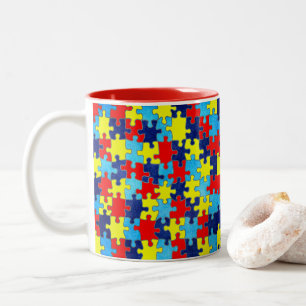 Autism Awareness-Puzzle by Shirley Taylor Tweekleurige Koffiemok