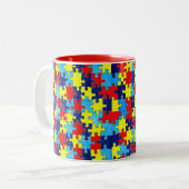 Autism Awareness-Puzzle by Shirley Taylor Tweekleurige Koffiemok (Voorkant links)