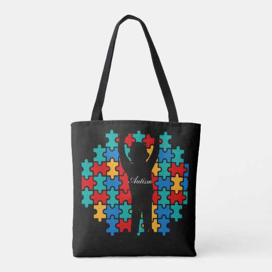 Autism Awareness puzzle Canvas tas (Achterkant)