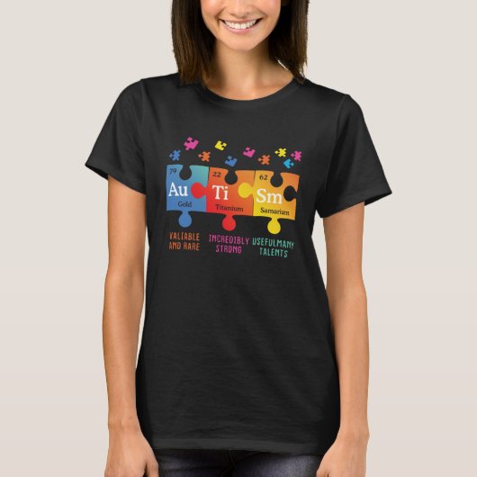 Autism Awareness Puzzle Chemical Elements T-shirt (Voorkant)