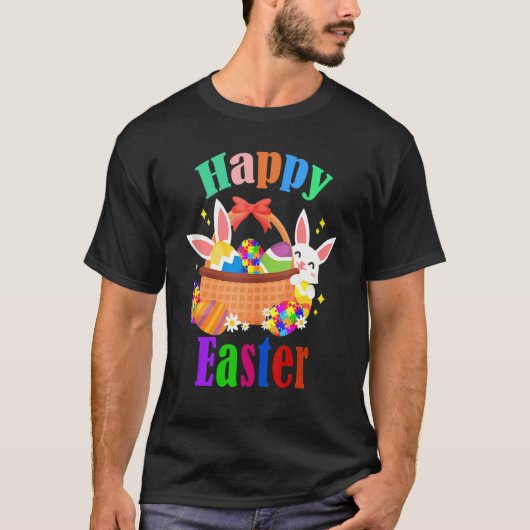Autism Awareness Puzzle Cute Easter Bunny Eggs T-shirt (Voorkant)