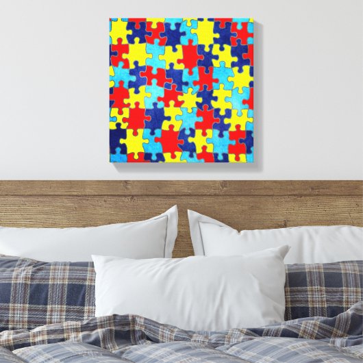 Autism Awareness-Puzzle door Shirley Taylor Canvas Afdruk (Insitu (Slaapkamer))