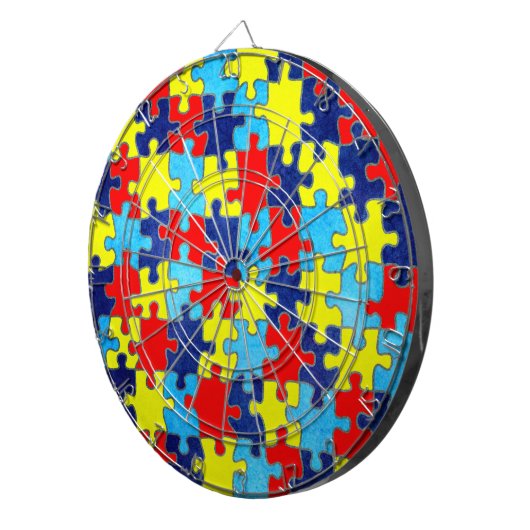 Autism Awareness-Puzzle door Shirley Taylor Dartbord (Voorkant Rechts)
