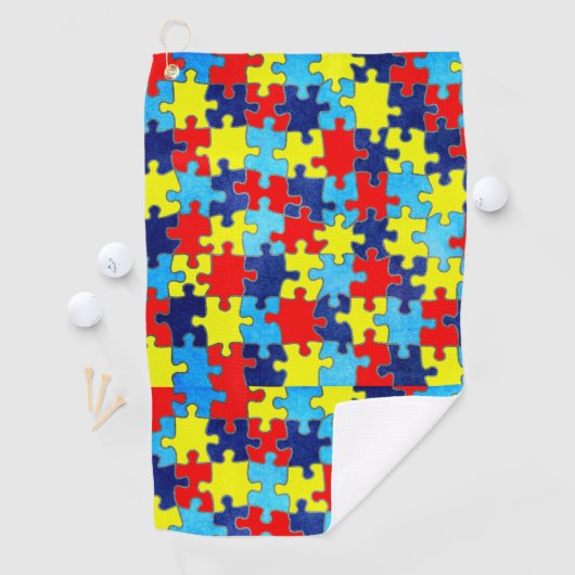 Autism Awareness-Puzzle door Shirley Taylor Golfhanddoek (Insitu)