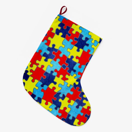 Autism Awareness-Puzzle door Shirley Taylor Grote Kerstsok (Voorkant (Hangend))