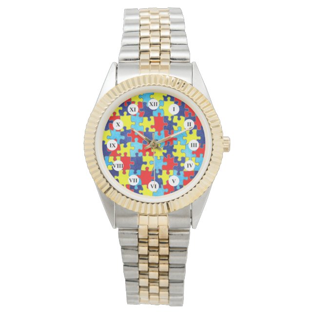 Autism Awareness-Puzzle door Shirley Taylor Horloge (Voorkant)