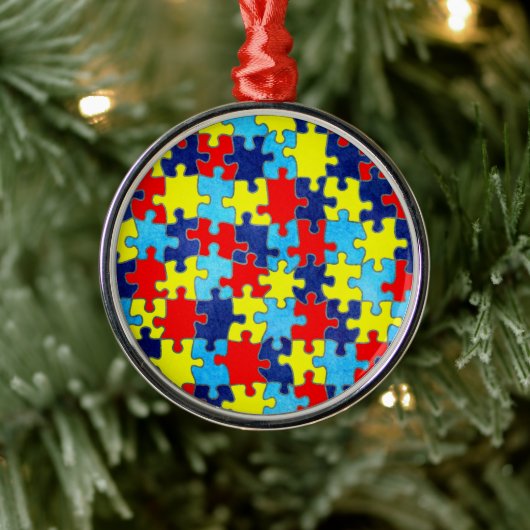 Autism Awareness-Puzzle door Shirley Taylor Metalen Ornament (Boom)