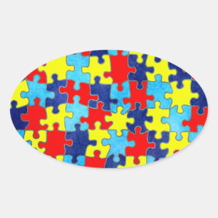 Autism Awareness-Puzzle door Shirley Taylor Ovale Sticker