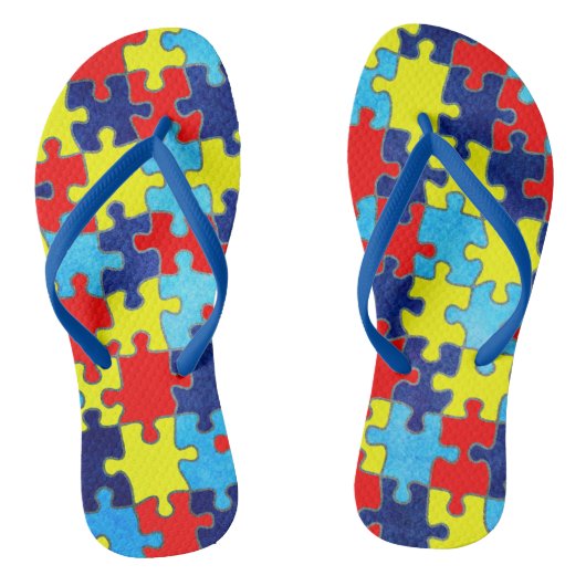 Autism Awareness-Puzzle door Shirley Taylor Teenslippers (Voetbed)