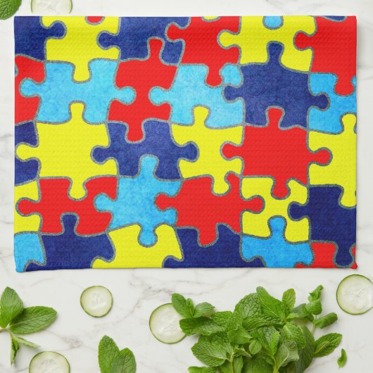 Autism Awareness-Puzzle door Shirley Taylor Theedoek (Gevouwen)