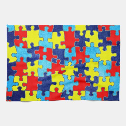 Autism Awareness-Puzzle door Shirley Taylor Theedoek (Horizontaal)