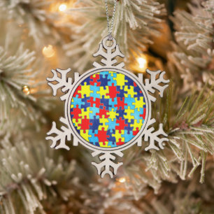 Autism Awareness-Puzzle door Shirley Taylor Tin Sneeuwvlok Ornament
