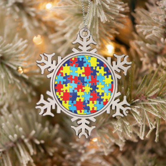 Autism Awareness-Puzzle door Shirley Taylor Tin Sneeuwvlok Ornament (Boom)