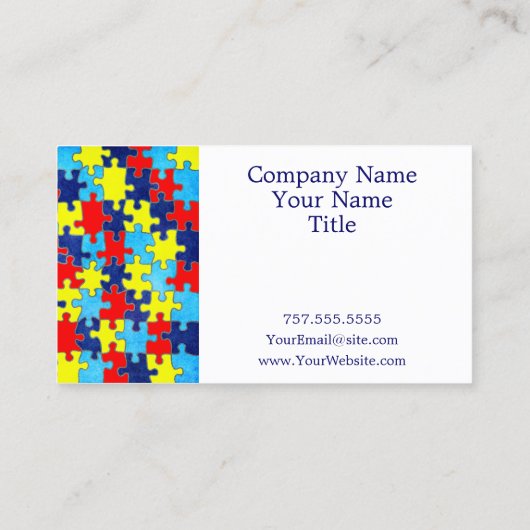 Autism Awareness-Puzzle door Shirley Taylor Visitekaartje (Achterkant)