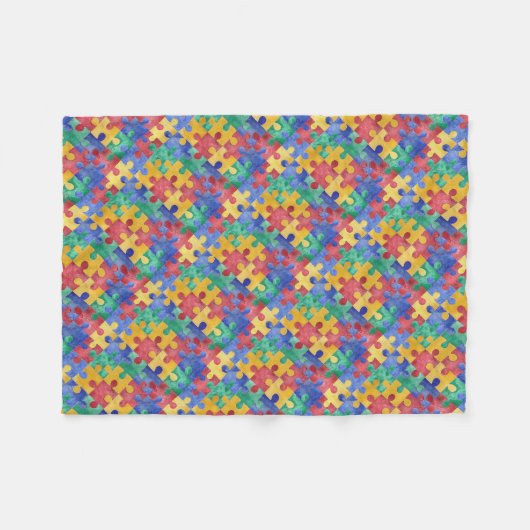 Autism Awareness puzzle fleece deken (Voorkant (Horizontaal))