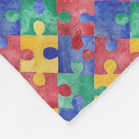 Autism Awareness puzzle fleece deken (Hoek)