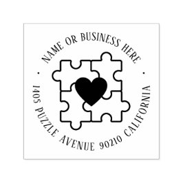 Autism Awareness Puzzle Heart Name Return Address Zelfinktende Stempel