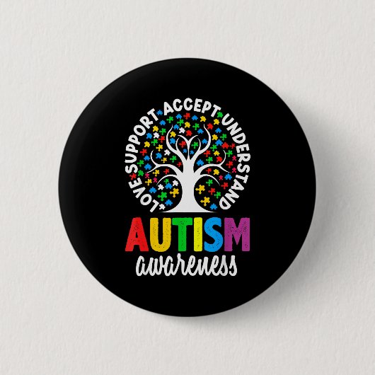 Autism Awareness Puzzle Heart Suprt Men Women  Ronde Button 5,7 Cm (Voorkant)