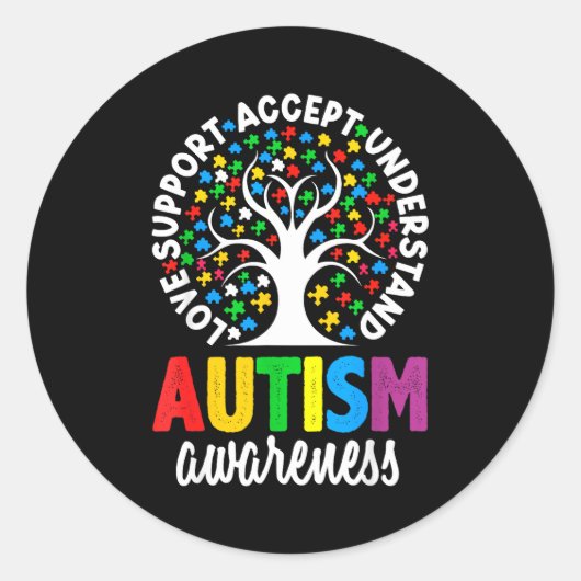 Autism Awareness Puzzle Heart Suprt Men Women  Ronde Sticker (Voorkant)