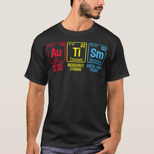 Autism Awareness Puzzle Piece Elements Periodic Au T-shirt (Voorkant)