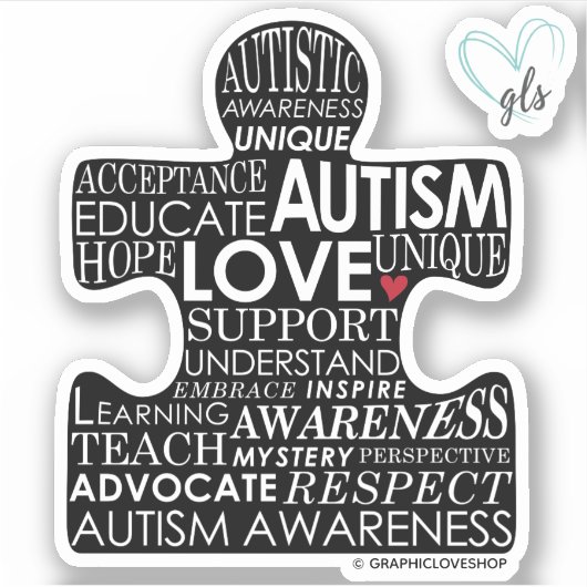 Autism Awareness Puzzle Piece © GraphicLoveShop Sticker (Voorkant)