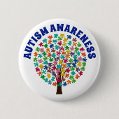 Autism Awareness Puzzle Piecks Tree Button (Voorkant)